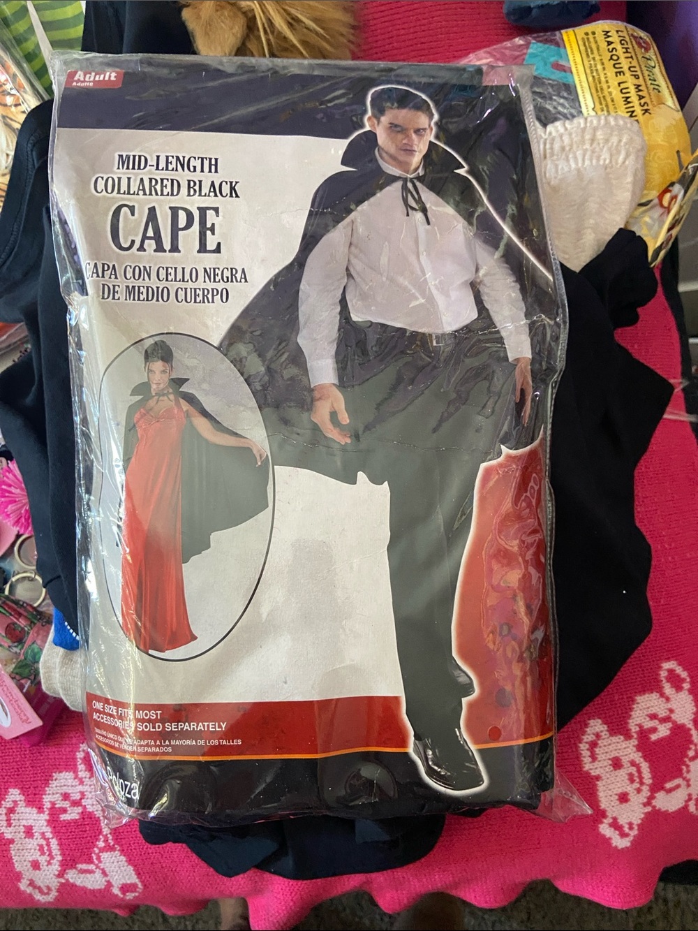 Mid-Length Collared Black Cape for Men